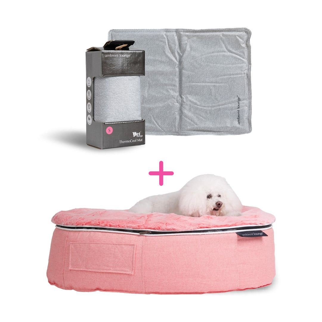 Conjunto de Cama Mediana para perros (Pink Ltd. Edition) y ThermoCool Mat S