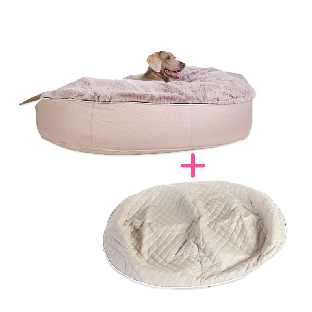 Conjunto de Cama Grande para Perros (Cappuccino) y Premium ThermoQuilt