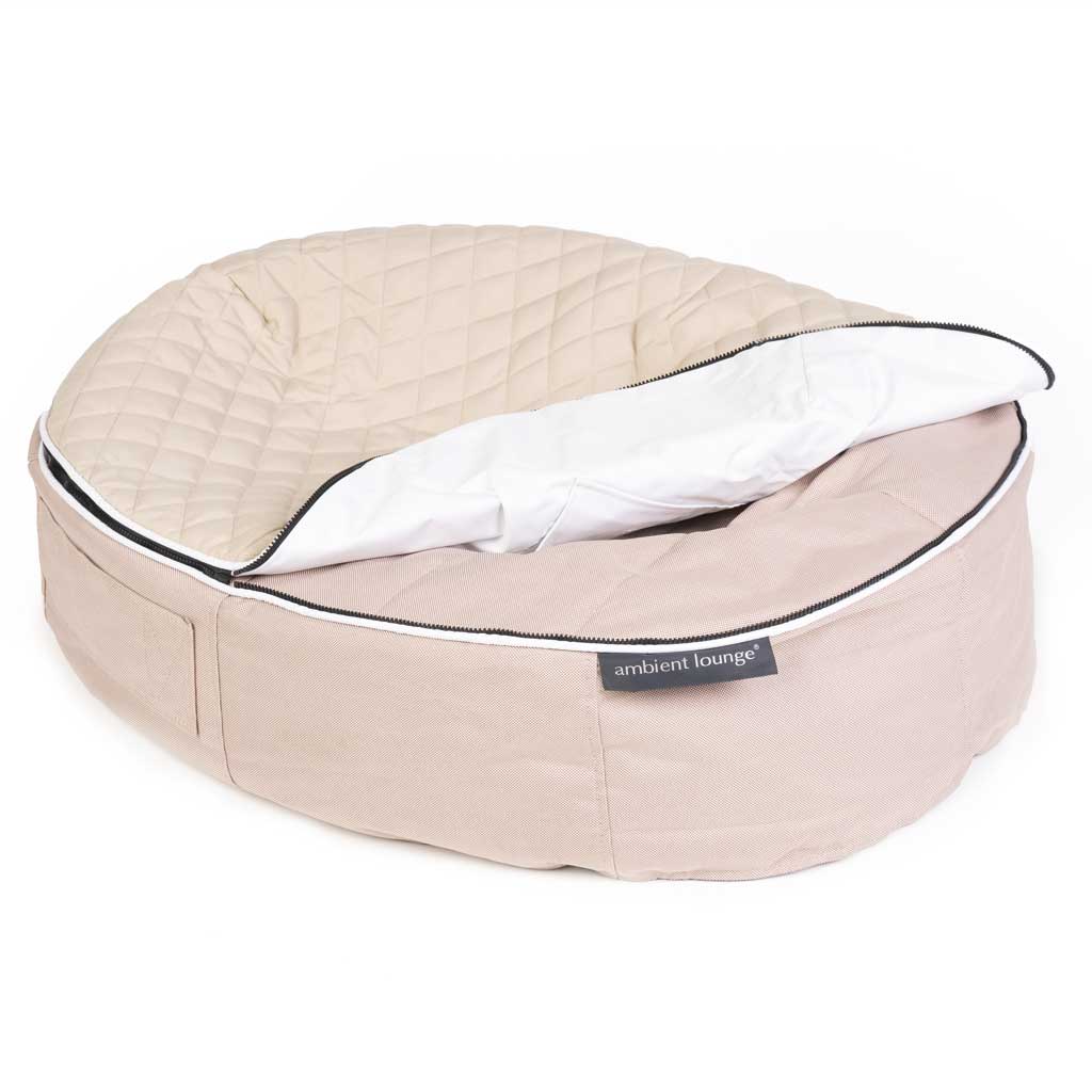 Conjunto de Cama Pequeña para Perros (Cappuccino) y Premium ThermoQuilt