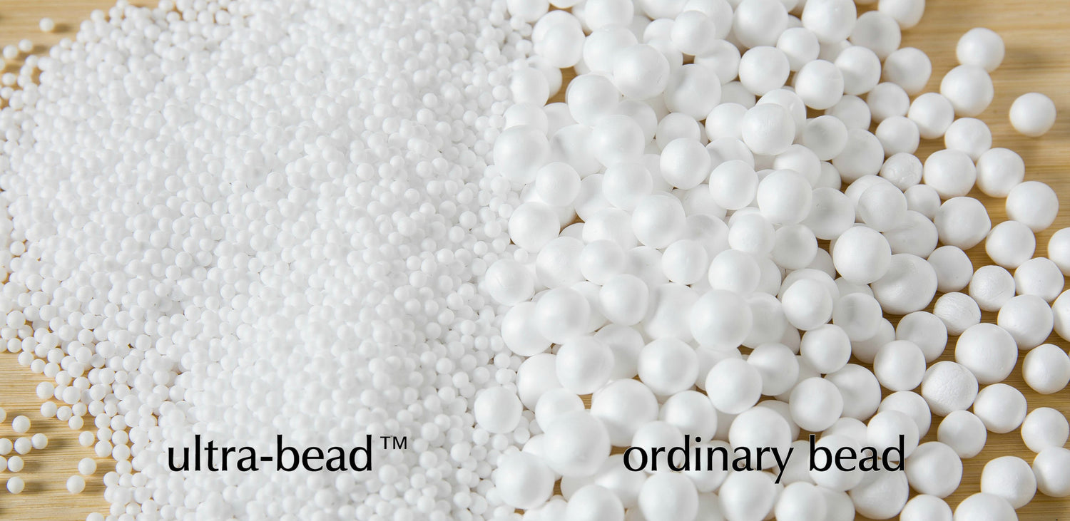 ¡Las perlas de los bean bags no son todas iguales!  La elección entre ultra-bead™  (ultra perla) y perlas comunes