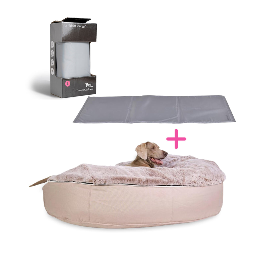 Conjunto de Cama Grande para Perros (Cappuccino) y ThermoCool Mat L