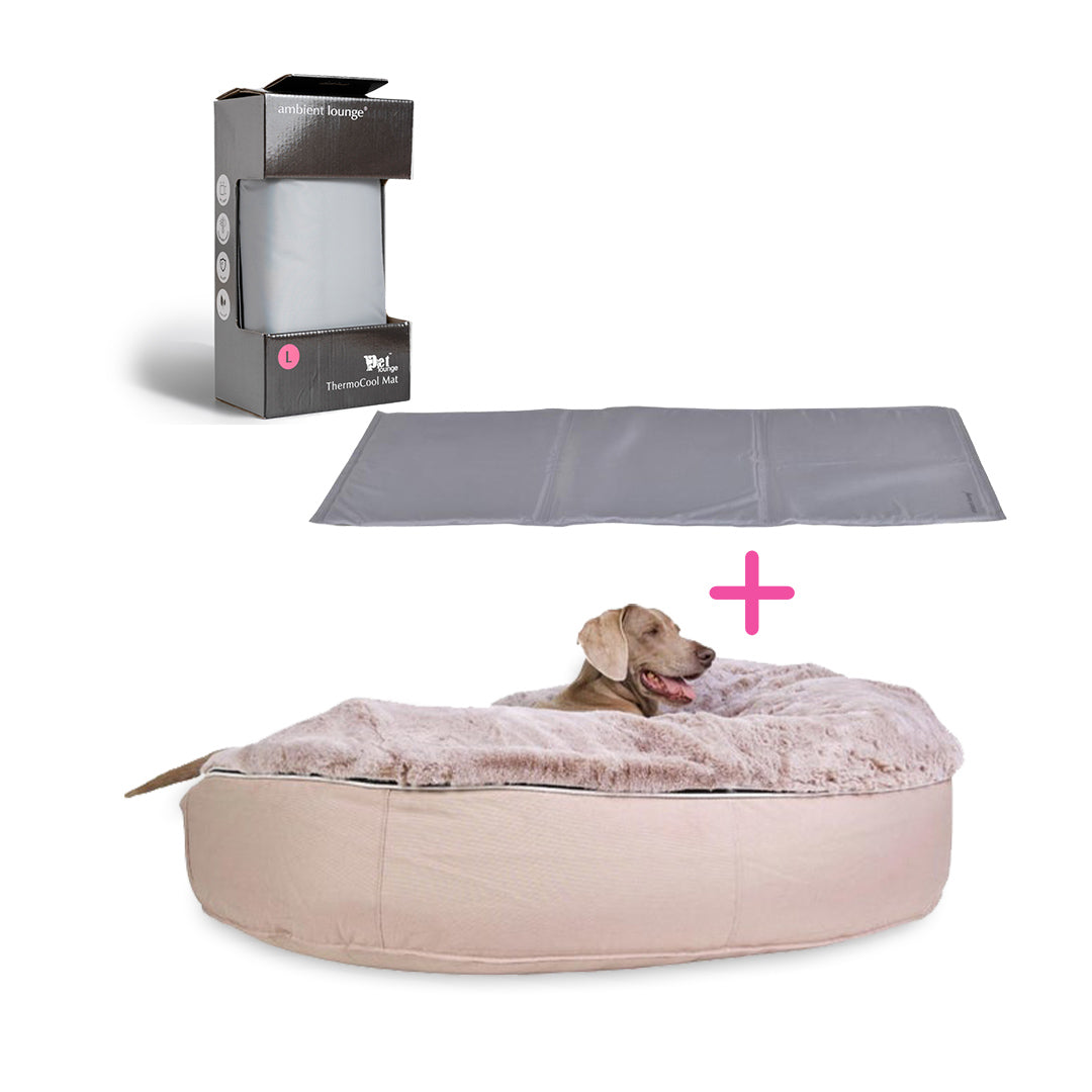 Conjunto de Cama Grande para Perros (Cappuccino) y ThermoCool Mat L