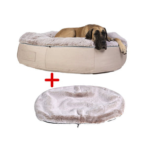 Conjunto de Cama Extra Grande para Perros (Cappuccino) y Cubierta (Cappuccino)